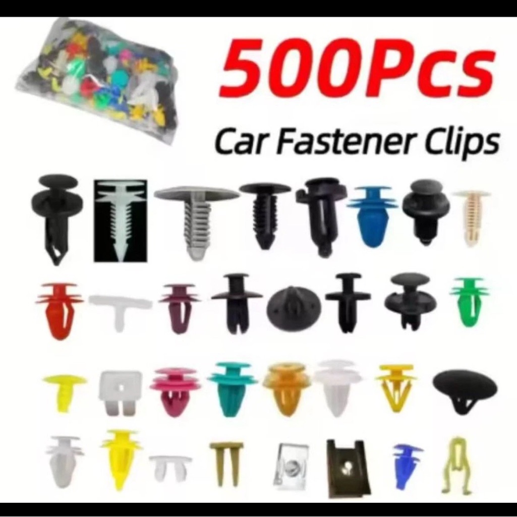 500pcs Car Bumper Clip Fender Plastic Push Pins Interior Trim Clips Fasteners